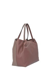 Grande borsa tote con esterno in pelle rosa testurizzata. Presenta due manici, una forma morbida e dettagli in metallo argentato.