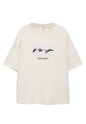 PULL&BEAR, Printtipaita - beige