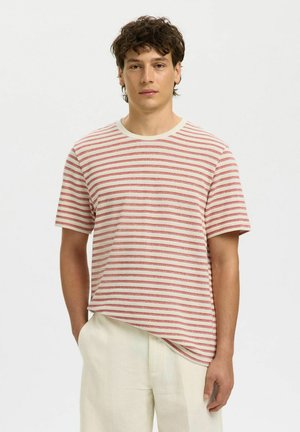 Selected T-SHIRT GESTREIFTES - T-Shirt print - egret