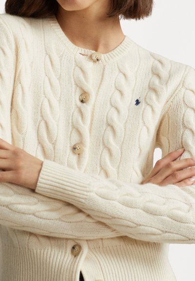 Polo Ralph Lauren CABLE KNIT WOOL CASHMERE CARDIGAN - Adīta jaka - authentic cream