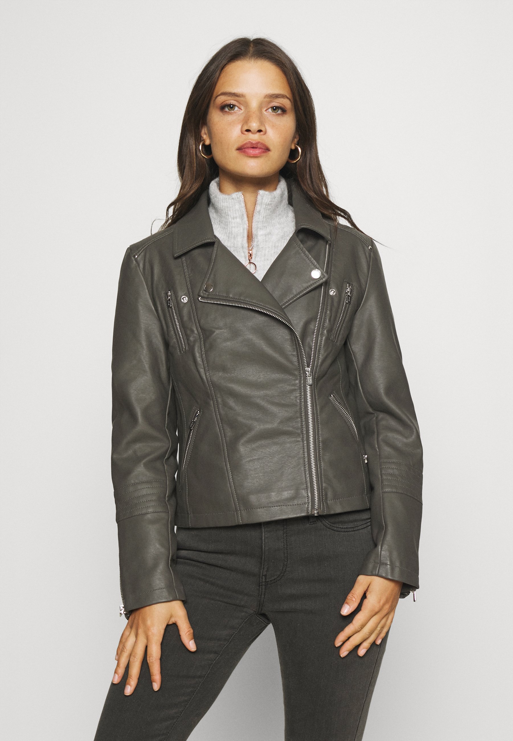 Donna 6TArm ONLY Petite ONLGEMMA BIKER - Giacca in similpelle - beluga/marrone Donna 6TArm ONLY Petite ONLGEMMA BIKER - Giacca in similpelle - beluga/marrone