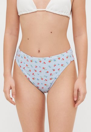 Hollister Co. Curvy High-Leg High-Waist Ribbed Cheeky Bikini Bottom - Bikini bottoms - light blue/white