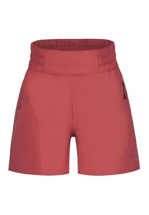 Shorts i en djup röd färg med en bred, veckad elastisk midjeband. Har en sidficka med dragkedja och ett mjukt, lättviktigt tyg.
