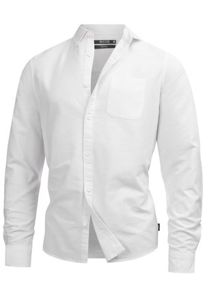 Witte lange mouwen button-up shirt van katoen, met een borstzak, klassieke kraag en standaard pasvorm met een afgeschuinde zoom.