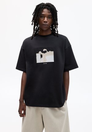 SHORT SLEEVE JACQUARD - Print T-shirt - black