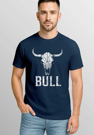 MIT VINTAGE STIERSCHÄDEL FRONT SCHRIFTZUG – KURZARM - T-Shirt print - navy