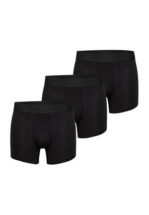 Schwarzes Baumwoll-Boxershorts-Set mit einem elastischen Bund und einem dezenten Markenlogo, glatter Textur und enganliegendem Design.