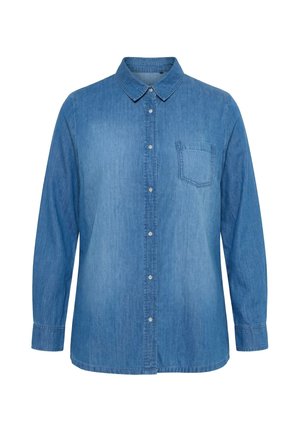 Ulla Popken, DENIM LONG SLEEVE BUTTON-DOWN BLOUSE - Hemdbluse - blue denim