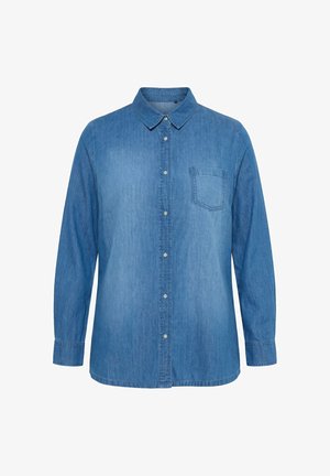 Ulla Popken, DENIM LONG SLEEVE BUTTON-DOWN BLOUSE - Hemdbluse - blue denim