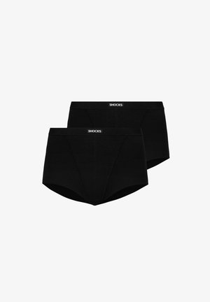 Schwarzes Baumwoll-Shorts-Set, das sich durch eine glatte Textur und einen bequemen Sitz auszeichnet. Mit einem SNOCKS-Logo-Bund präsentiert. Zwei Paare enthalten.