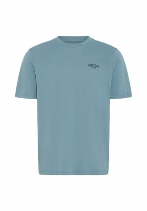 Light blue cotton t-shirt with short sleeves, round neckline, and small black text on the left chest reading "Danish Foodie Club."