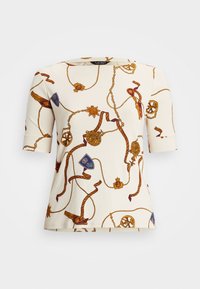 Lauren Ralph Lauren Woman PRINT STRETCH COTTON BOATNECK TEE - Print T-shirt - cream