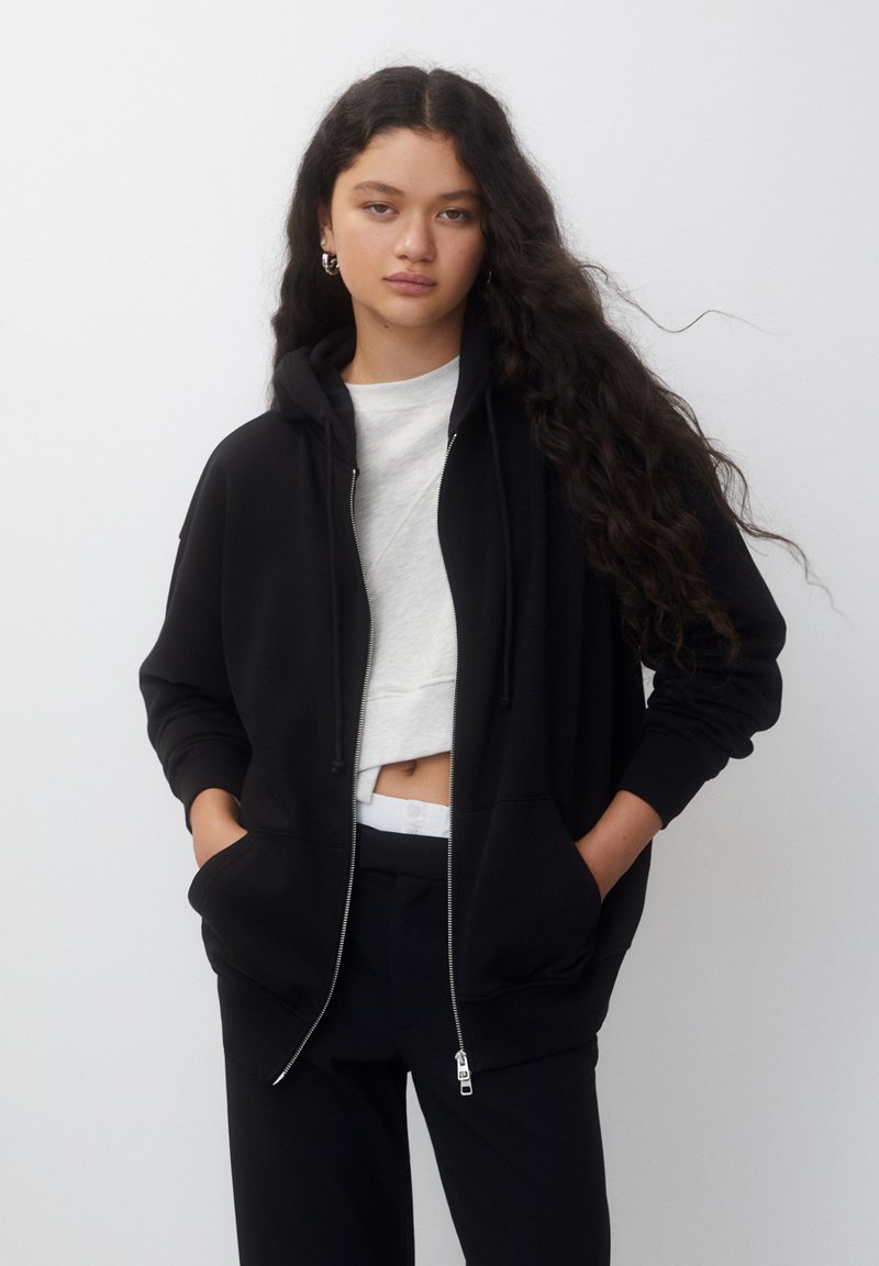 PULL&BEAR OVERSIZE Zipup sweatshirt black Zalando.ie