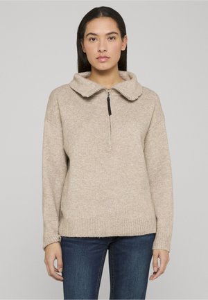SOFT TOUCH HALF ZIP - Strikkegenser - taupe