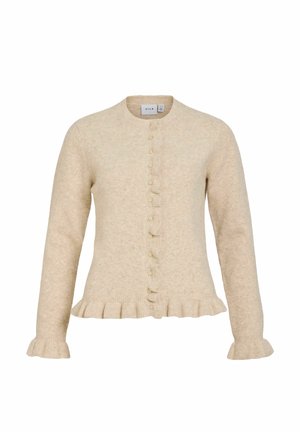 VILA, KNITTED CARDIGAN VIJACIA FRILL - Gilet - super light natural mel