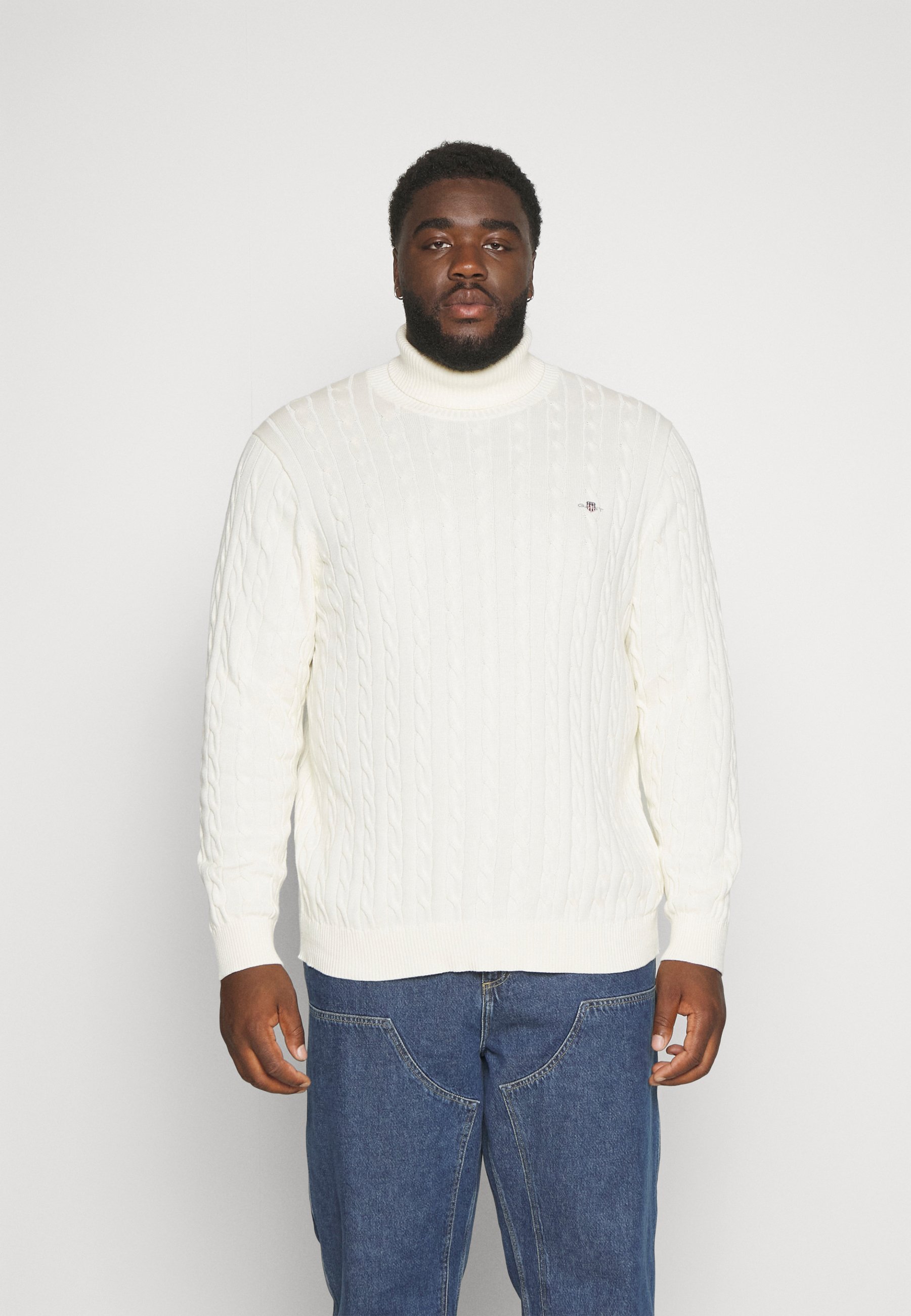 cream cotton polo neck