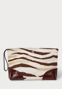 ZEBRA-PRINT CANVAS & LEATHER LARGE POUCH - Listová kabelka - zebra/dark hickory