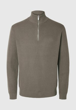Selected, SLHDANE LS KNIT STRUCTURE HALF ZIP NOOS - Maglione - morel