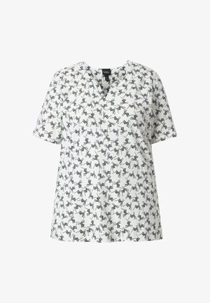 Ulla Popken, T-SHIRT, GEMUSTERT, A-LINIE, TUNIKA-AUSSCHNITT, HALBARM - T-shirt imprimé - snow white