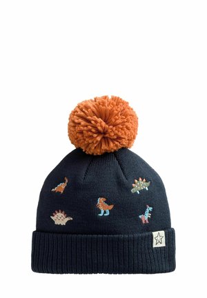POM - Beanie - navy/orange dino embroidered