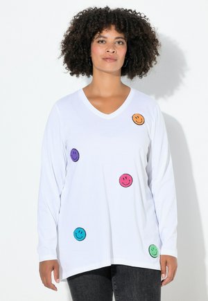 A-LINIE, FROTTEE-SMILEYS, LANGARM - Pitkähihainen paita - snow white