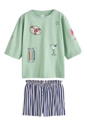 Next, REGULAR FIT - SHORT SLEEVE PYJAMAS  .SET - Nattøj sæt - sage green embroidered