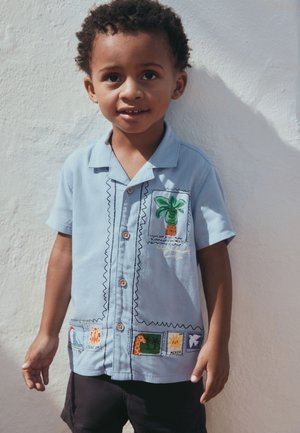Next, REGULAR FIT - SHORT SLEEVE REVERE COLLAR PRINTED - Chemise - blue palm print
