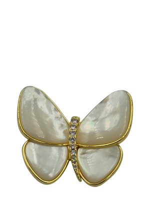 SCHMETTERLING - Brosche - gold/weiss