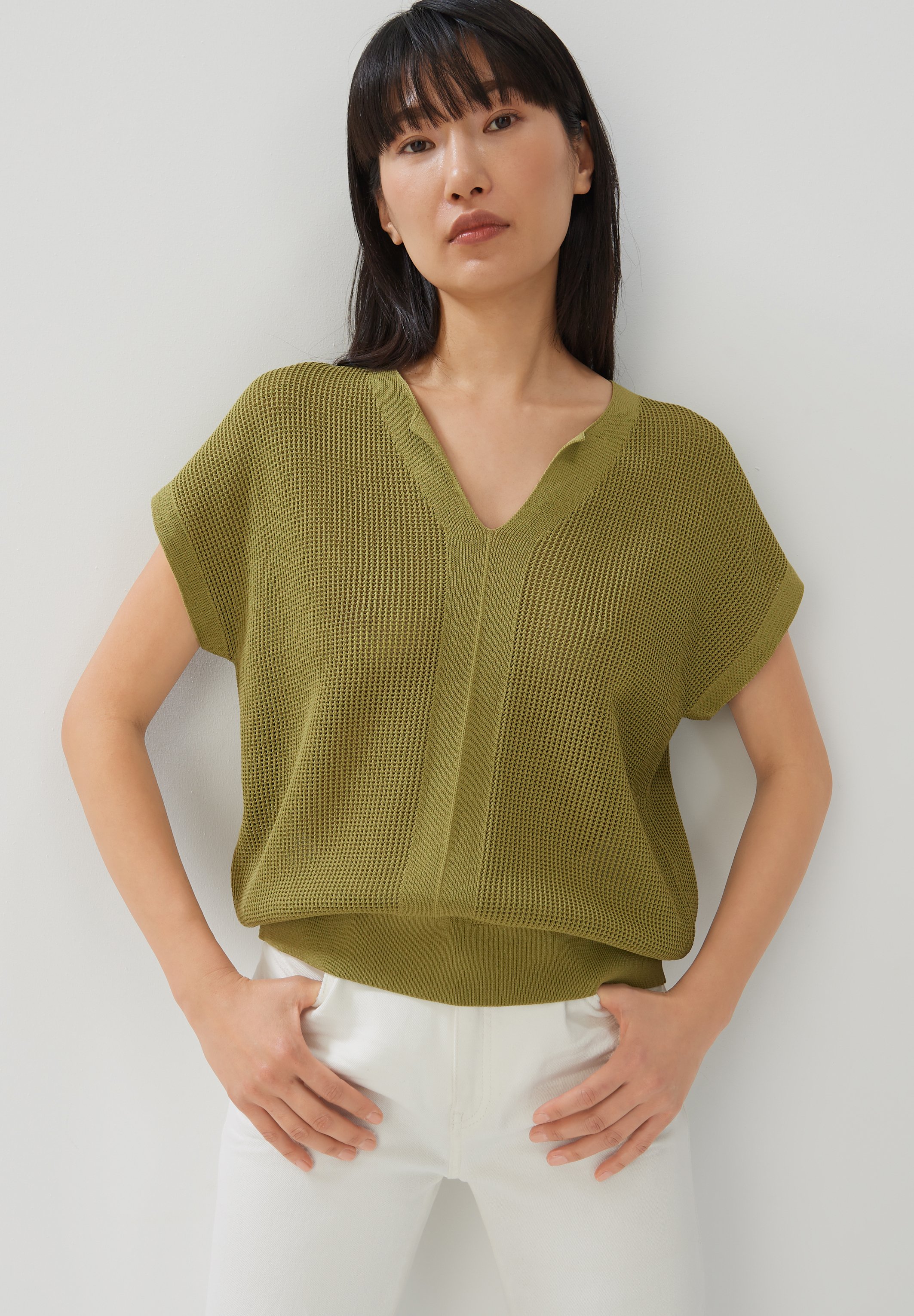 digne / sheer shirt - moss green