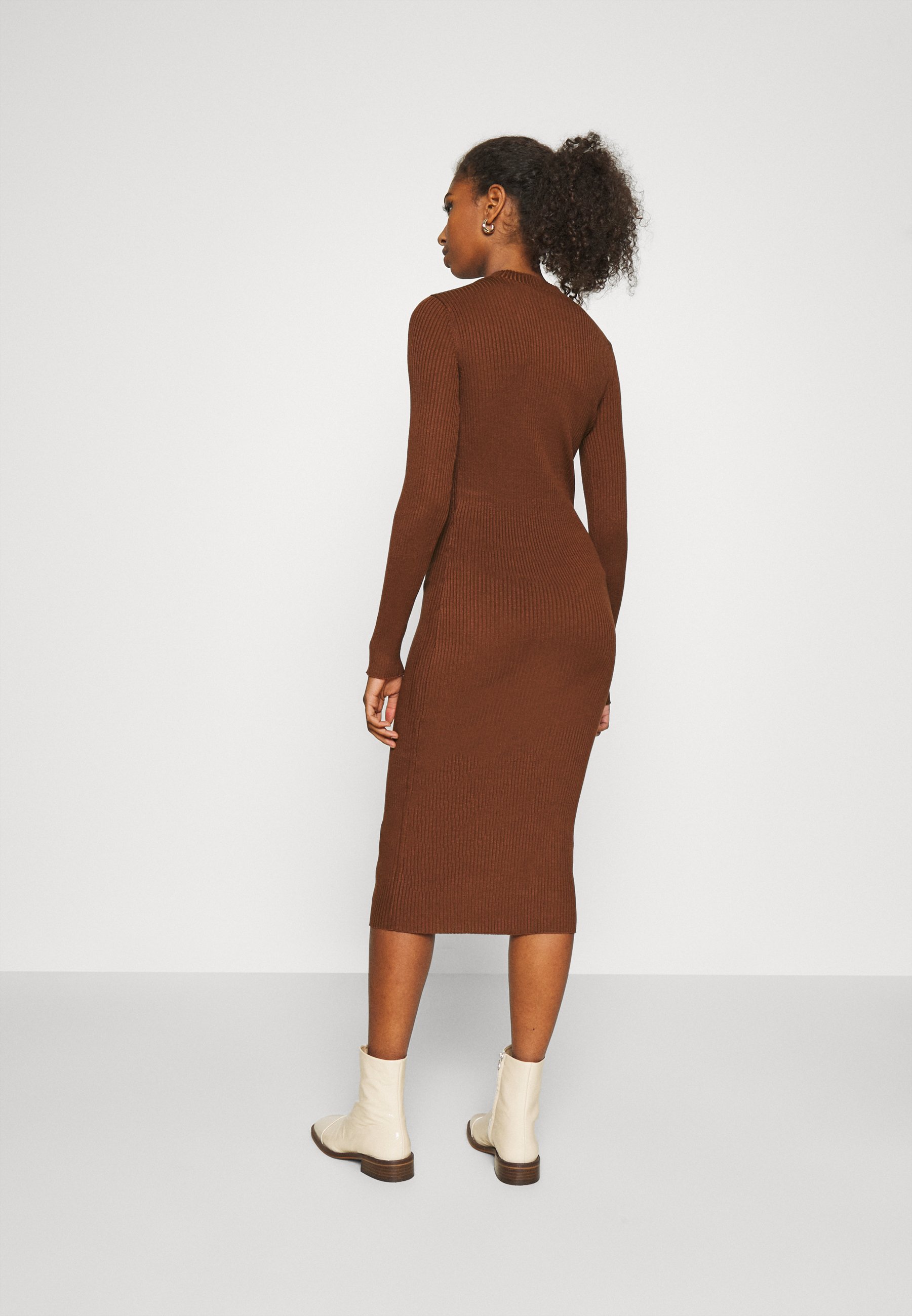 Vila KNITTA DRESS - Stickad klänning - tortoise shell/brun