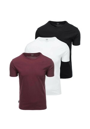 SET OF 3 - Camiseta básica - bordeaux  black  white
