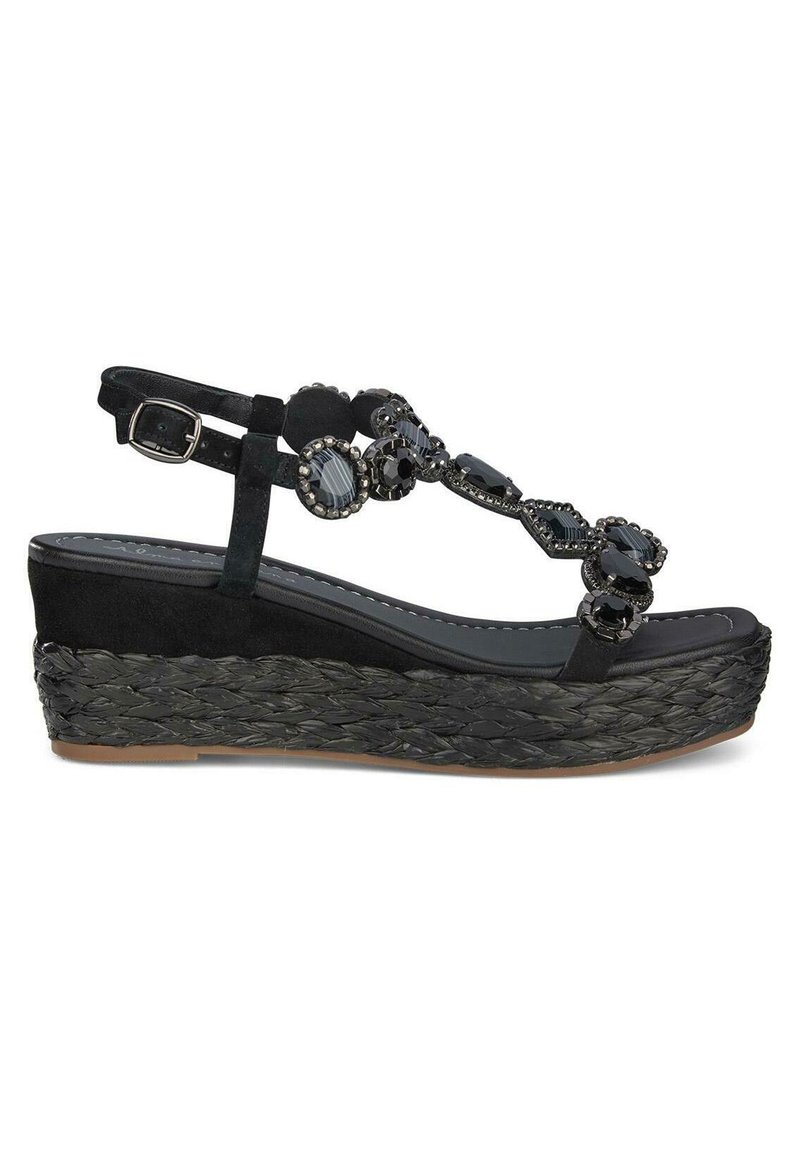 Alma en Pena Sandalen met sleehak zwart Alma en Pena Sandalen met sleehak zwart