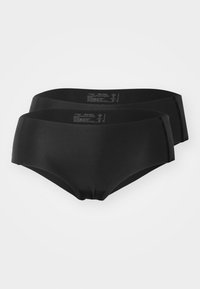 Zwarte onderbroek in een brief-stijl, met een gladde textuur en geen zichtbare patronen. Gemaakt van rekbaar materiaal voor comfort en een goede pasvorm.
