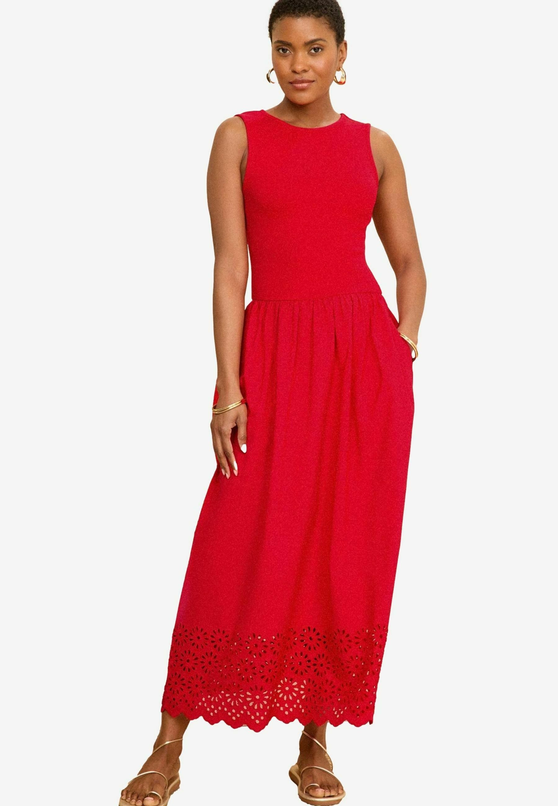 open lace back dress Milky Red Broderie Dress – Daisy and Hen main image 0