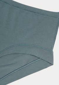 Tyrkysové bavlněné slipy s hladkou texturou. Mají široký pás a ploché švy pro pohodlí. Klasický design s plným pokrytím.