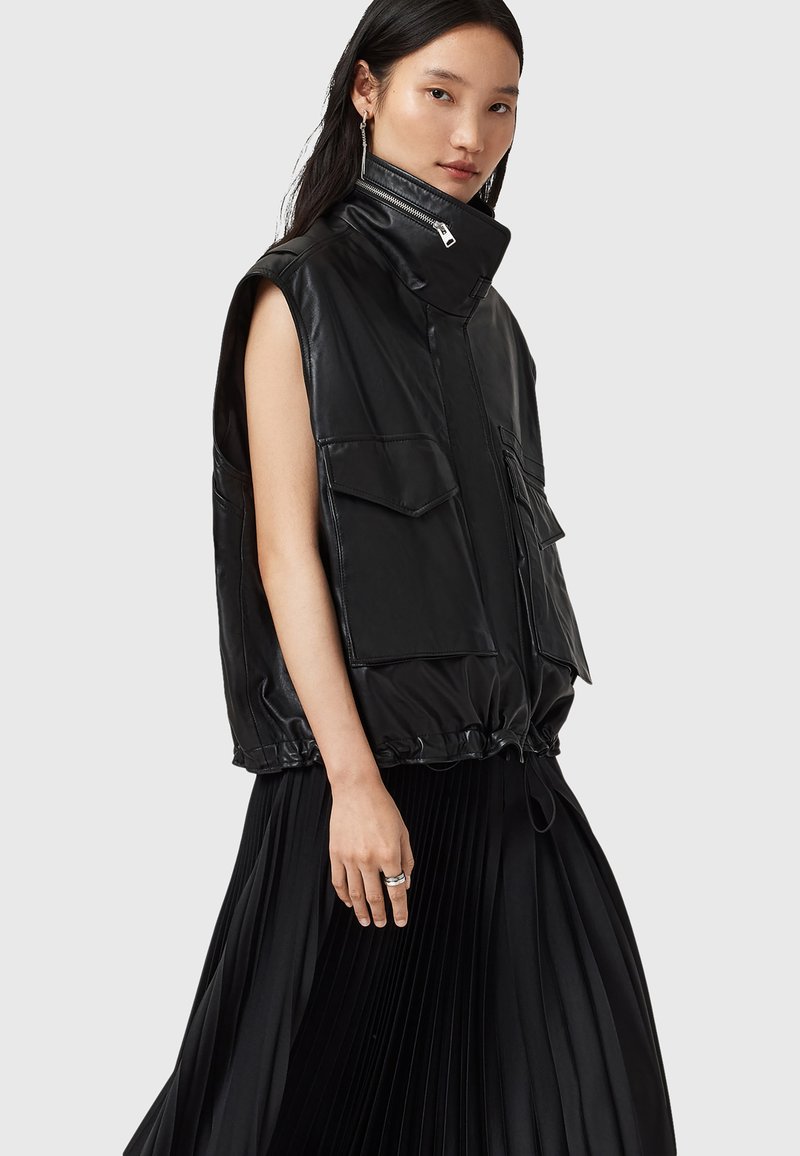 Aokosor Gilet Donna Scollo A V In Pizzo - Canotta Estiva Senza Maniche, Casual, Morbida, Con Spacco Laterale, Colore Nero, Taglia S