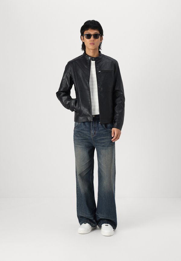 JJEDYLAN BIKER JACKET - Faux leather jacket - schwarz3