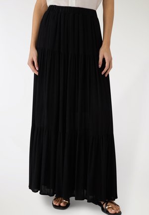 CON BALZE A TINTA UNITA - Gonna lunga - nero