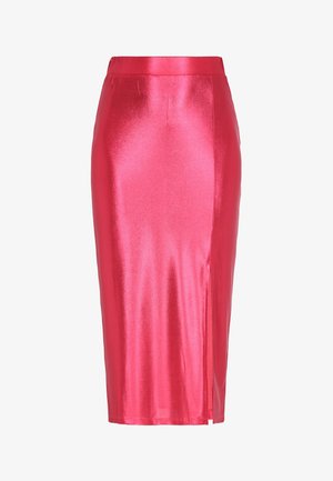 Roosa siidist pliiatsiseelik sujuva tekstuuriga, kõrge vöökoht ja külgselja, mis võimaldab mugavust. Omab stiilset ja keha järgivat disaini.