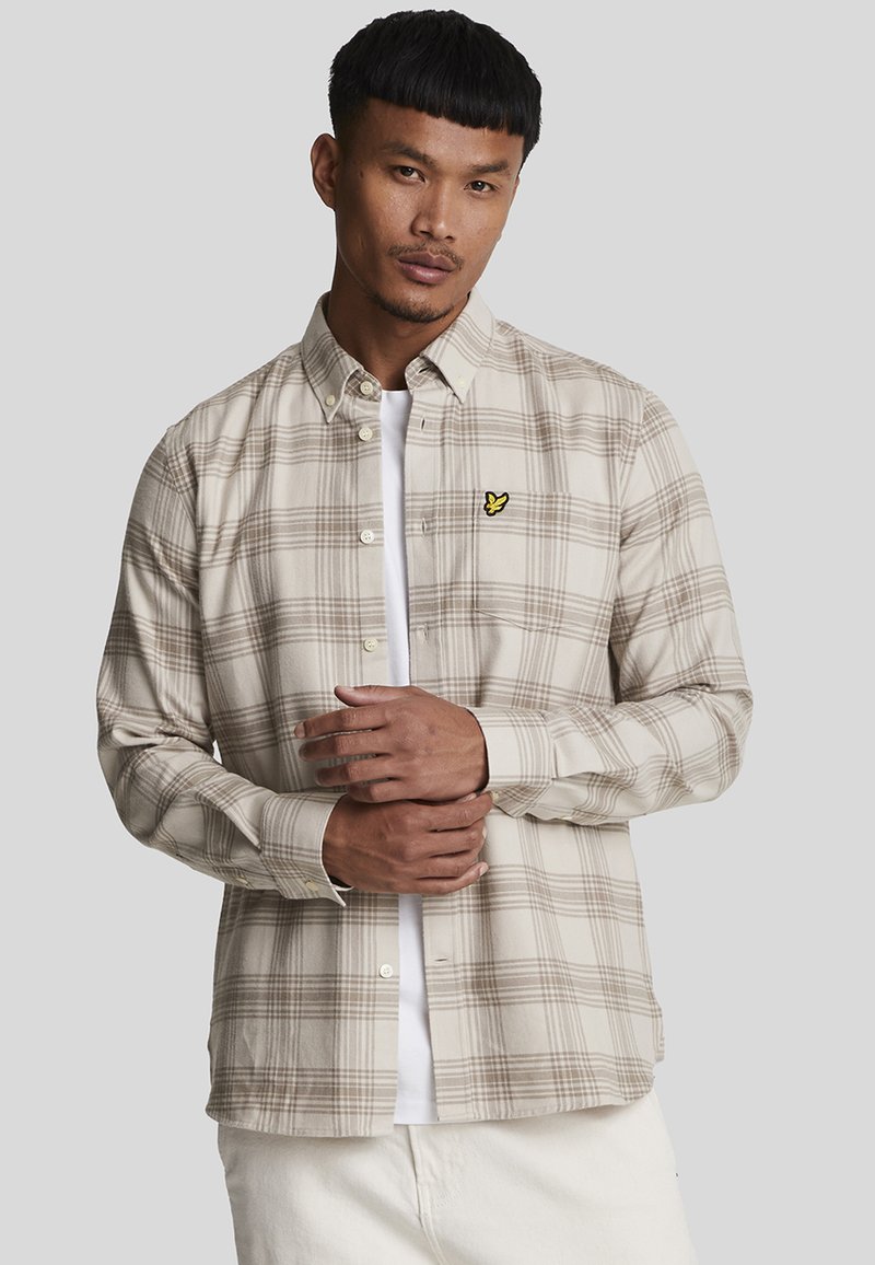 Lyle & Scott TONAL CHECK - Camicia - x light mist  heritage taupe