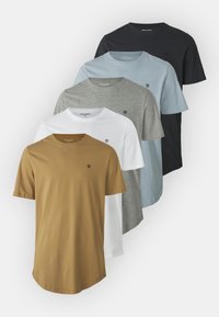 JPRBRODY TEE CREW 5 PACK - Tricou basic - tobacco brown/white/darknavy/lightblue