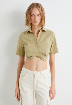 Koton SHORT SLEEVE CROP - Blusa - green