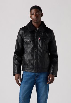 TRUCKER COLLAR - Imitert skinnjakke - black
