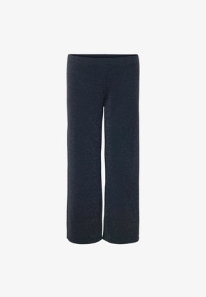 Mustad, laiad püksid, mis on valmistatud tekstuuriga kangast, millel on peen läige. Sisaldab elastset vöökohta mugavuse ja paindlikkuse tagamiseks.