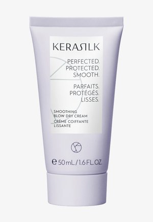 KERASILK verzachtende föhncrème tube, 50 ml, gelabeld met "Perfected. Protected. Smooth." in het Engels en Frans.