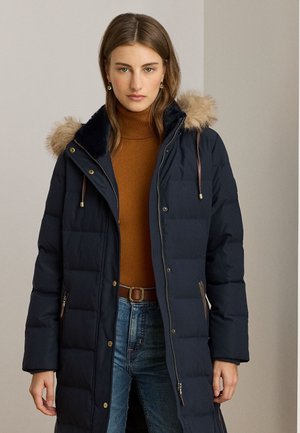 Lauren Ralph Lauren FAUX FUR TRIM HOODED DOWN COAT - Páperový kabát - dark navy