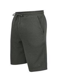 Mørkegrønne shorts med et struktureret honningkage-mønster. Har en elastisk talje med snor og sidelommer.