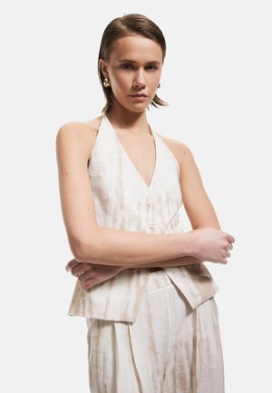 HALTER NECK PATTERNED - Liivi - beige