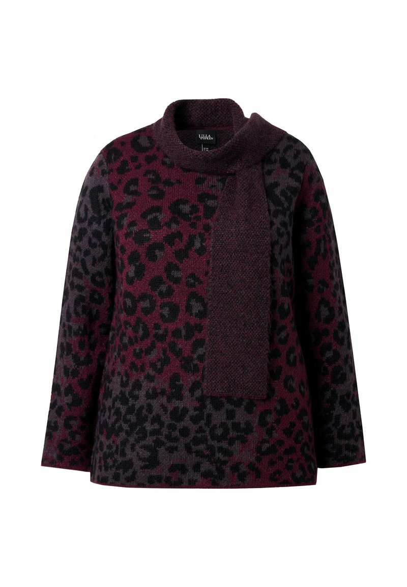 Ulla Popken SCHALKRAGEN LANGARM Maglione dark claret/mirtillo
