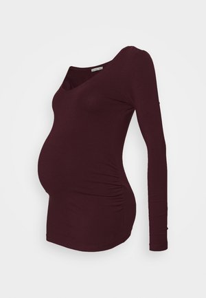 V NECK BASIC LONG SLEEVE TOP - Long sleeved top - bordeaux
